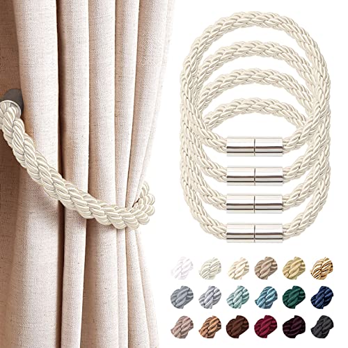 Pretty Jolly 4 Stück starke magnetische Vorhang-Raffhalter, moderner, einfacher Stil, Vorhanghalter, praktisch, dekoratives Gewebe, für dünne oder dicke Fenstervorhänge für Zuhause und Büro (beige) von Pretty Jolly