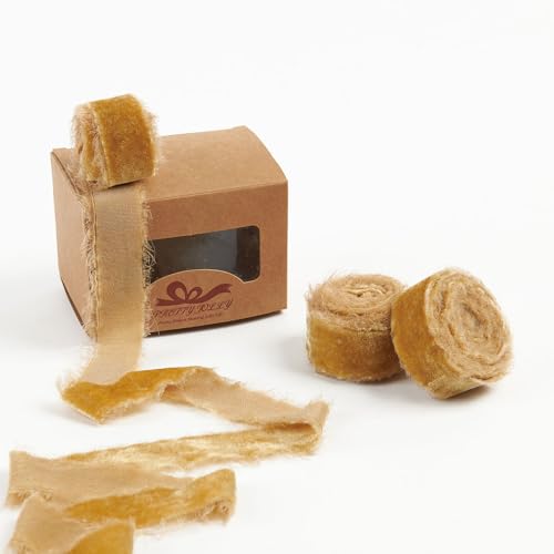 Pretty Jolly Beigefarbenes Samtband für Geschenkverpackungen, 2,5 cm, handgefertigt, ausgefranst, Vintage-Samtband für Weihnachtsbaum, Fransenbänder zum Basteln, Heimdekoration, Blumenstrauß, Kränze Pretty Jolly Beigefarbenes Samtband für Geschenkverpackungen, 2,5 cm, handgefertigt, ausgefranst, Vintage-Samtband für Weihnachtsbaum, Fransenbänder zum Basteln, Heimdekoration, Blumenstrauß, Kränze von Pretty Jolly