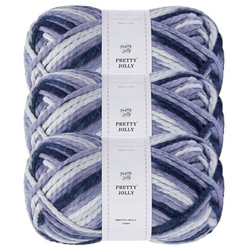 Pretty Jolly Bluky Acrylgarn, weich, buntes Garn zum Häkeln, Qualitätsgarn, sperriges Garn, mehrfarbiges Garn zum Stricken, Gesamtlänge 3 × 110 m/3 × 150 g (neblig) von Pretty Jolly
