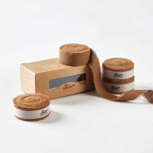 Pretty Jolly Braunes Baumwollband für Geschenkverpackungen, handgefertigt, rustikal, ausgefranst, für Blumenstrauß, 1,6 cm x 20 m, Stoffbänder für Bastelarbeiten, Hochzeitseinladungen, Pretty Jolly Braunes Baumwollband für Geschenkverpackungen, handgefertigt, rustikal, ausgefranst, für Blumenstrauß, 1,6 cm x 20 m, Stoffbänder für Bastelarbeiten, Hochzeitseinladungen, von Pretty Jolly