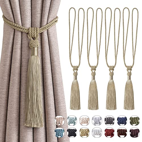 Pretty Jolly Langen Quasten Vorhang-Raffhalter Handmade geflochtene Seil Knoten drapierte Raffhalter Elegante dekorative Vorhanghalter für Zuhause und Büro, Khaki, 4 Stück Pretty Jolly Langen Quasten Vorhang-Raffhalter Handmade geflochtene Seil Knoten drapierte Raffhalter Elegante dekorative Vorhanghalter für Zuhause und Büro, Khaki, 4 Stück von Pretty Jolly