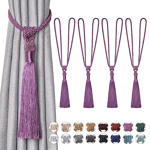 Pretty Jolly Langen Quasten Vorhang-Raffhalter Handmade geflochtene Seil Knoten drapierte Raffhalter Elegante dekorative Vorhanghalter für Zuhause und Büro, Lila, 4 Stück Pretty Jolly Langen Quasten Vorhang-Raffhalter Handmade geflochtene Seil Knoten drapierte Raffhalter Elegante dekorative Vorhanghalter für Zuhause und Büro, Lila, 4 Stück von Pretty Jolly