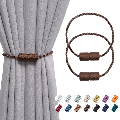 Pretty Jolly magnetische Vorhang Raffhalter handgefertigtes Gewebe Seil Vorhang-Raffhalter Einfachheit dekorative Vorhang drapieren Krawatte zurück für Haus Fenster Drapery, Kaffee tief, 2 Stück von Pretty Jolly