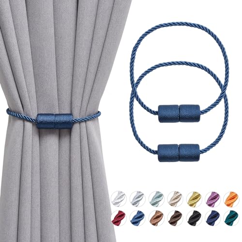 Pretty Jolly magnetische Vorhang Raffhalter handgefertigtes Gewebe Seil Vorhang-Raffhalter Einfachheit dekorative Vorhang drapieren Krawatte zurück für Haus Fenster Drapery, Marineblau, 2 Stück von Pretty Jolly
