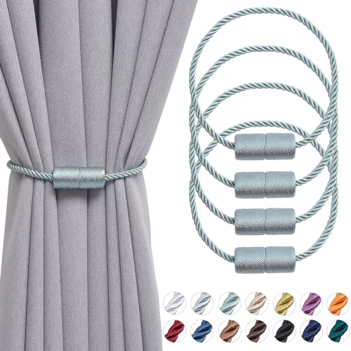Pretty Jolly magnetische Vorhang Raffhalter handgefertigtes Gewebe Seil Vorhang-Raffhalter Einfachheit dekorative Vorhang drapieren Krawatte zurück für Haus Fenster Drapery, Blau-Grau, 4 Stück von Pretty Jolly