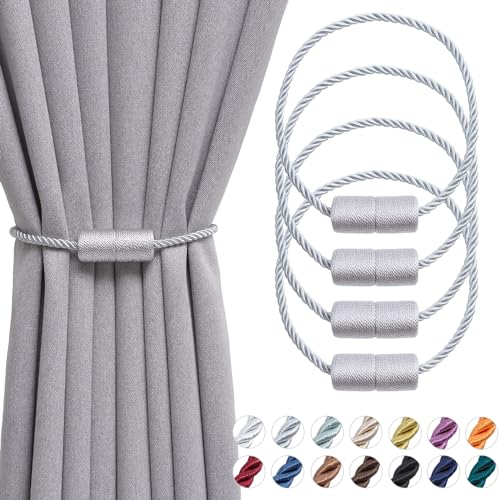 Pretty Jolly magnetische Vorhang Raffhalter handgefertigtes Gewebe Seil Vorhang-Raffhalter Einfachheit dekorative Vorhang drapieren Krawatte zurück für Haus & Büro Fenster Drapery, Grau, 4 Stück von Pretty Jolly