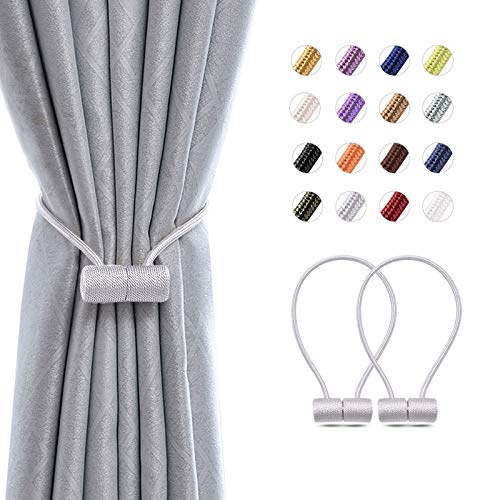 Pretty Jolly Magnetische Vorhang-Raffhalter, 40,6 cm, modern, handgefertigt, gewebtes Seil, Vorhanghalter, praktische dekorative Raffhalter für Zuhause und Büro, Fenstervorhänge (grau) von Pretty Jolly