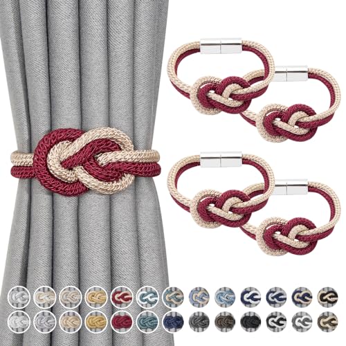 Pretty Jolly Mini magnetische Vorhang Raffhalter Nordisch Einfacher Stil Vorhang-Raffhalter Elegante dekorative Vorhang drapieren Krawatte zurück für Haus Fenster Drapery, Weinrot & Beige, 4 Stück Pretty Jolly Mini magnetische Vorhang Raffhalter Nordisch Einfacher Stil Vorhang-Raffhalter Elegante dekorative Vorhang drapieren Krawatte zurück für Haus Fenster Drapery, Weinrot & Beige, 4 Stück von Pretty Jolly
