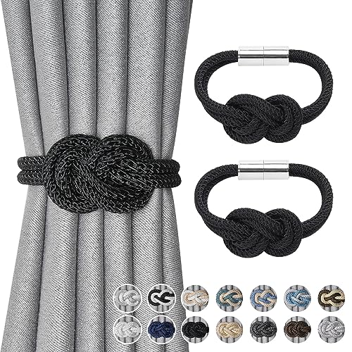 Pretty Jolly Mini magnetische Vorhang Raffhalter Nordisch Einfacher Stil Vorhang-Raffhalter Elegante dekorative Vorhang drapieren Krawatte zurück für Haus & Büro Fenster Drapery, Schwarz, 2 Stück von Pretty Jolly