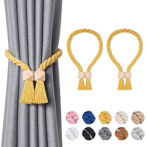 Pretty Jolly Polyeder magnetische Vorhang-Raffhalter aus Holz, Boho-Dekoration, Raffhalter, natürliche Baumwolle, handgewebt, für Fenstervorhänge für Zuhause und Büro, Gelb, 2 Stück Pretty Jolly Polyeder magnetische Vorhang-Raffhalter aus Holz, Boho-Dekoration, Raffhalter, natürliche Baumwolle, handgewebt, für Fenstervorhänge für Zuhause und Büro, Gelb, 2 Stück von Pretty Jolly