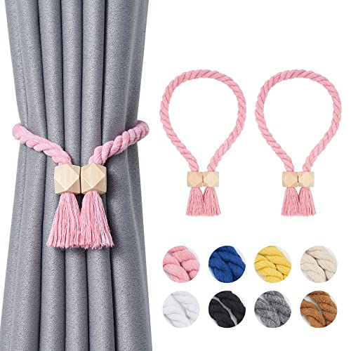Pretty Jolly Polyeder magnetische Vorhang-Raffhalter aus Holz, Boho-Dekoration, Raffhalter, natürliche Baumwolle, handgewebt, für Fenstervorhänge für Zuhause und Büro, Rosa, 2 Stück Pretty Jolly Polyeder magnetische Vorhang-Raffhalter aus Holz, Boho-Dekoration, Raffhalter, natürliche Baumwolle, handgewebt, für Fenstervorhänge für Zuhause und Büro, Rosa, 2 Stück von Pretty Jolly