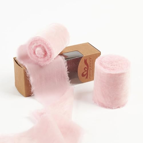 Pretty Jolly Rosa Samtband zum Verpacken von Geschenken, 7,6 cm, handgefertigt, ausgefranst, Vintage-Samtband für Weihnachtsbaum, Fransenbänder zum Basteln, Heimdekoration, Blumenstrauß, Kränze Pretty Jolly Rosa Samtband zum Verpacken von Geschenken, 7,6 cm, handgefertigt, ausgefranst, Vintage-Samtband für Weihnachtsbaum, Fransenbänder zum Basteln, Heimdekoration, Blumenstrauß, Kränze von Pretty Jolly