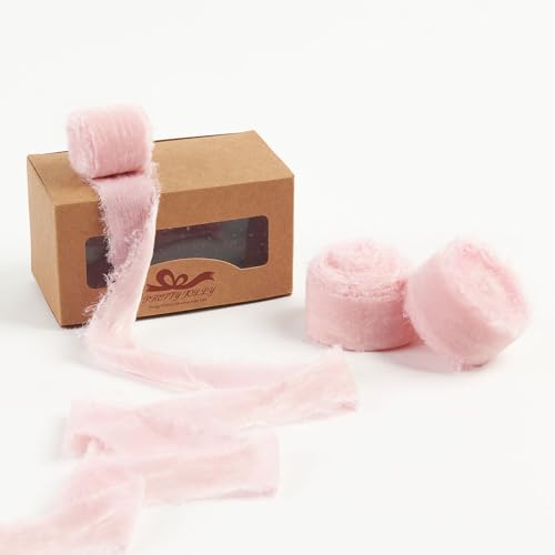 Pretty Jolly Rosa Samtband zum Verpacken von Geschenken, handgefertigt, ausgefranst, Vintage-Samtband für Weihnachtsbaum, Fransenbänder zum Basteln, Heimdekoration, Blumenstrauß, Kränze, Haarschleife Pretty Jolly Rosa Samtband zum Verpacken von Geschenken, handgefertigt, ausgefranst, Vintage-Samtband für Weihnachtsbaum, Fransenbänder zum Basteln, Heimdekoration, Blumenstrauß, Kränze, Haarschleife von Pretty Jolly