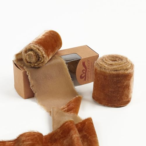 Pretty Jolly Samtband zum Verpacken von Geschenken, 7,6 cm, handgefertigt, ausgefranst, Vintage-Samtband für Weihnachtsbaum, Fransenbänder zum Basteln, Heimdekoration, Blumenstrauß, Kränze Pretty Jolly Samtband zum Verpacken von Geschenken, 7,6 cm, handgefertigt, ausgefranst, Vintage-Samtband für Weihnachtsbaum, Fransenbänder zum Basteln, Heimdekoration, Blumenstrauß, Kränze von Pretty Jolly