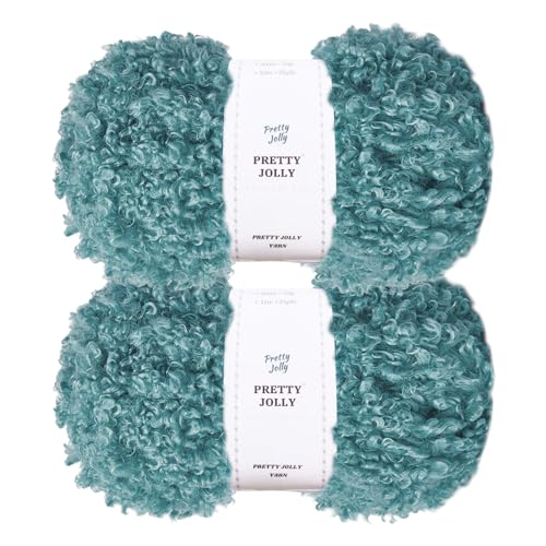 Pretty Jolly Teddyfell-Garn, superweiches, klobiges, flauschiges Kunstfell, Gesamtlänge 2 × 50 m (100 g × 2) – Salbei von Pretty Jolly