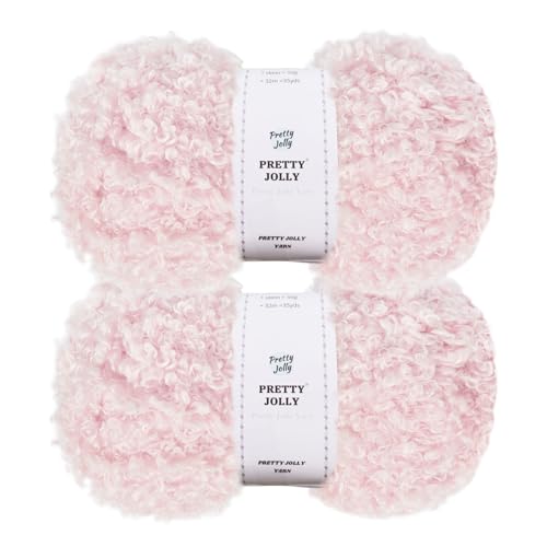 Pretty Jolly Teddyfell-Garn, superweiches, klobiges, flauschiges Kunstfell, Gesamtlänge 2 × 50 m (100 g × 2), Hellrosa von Pretty Jolly