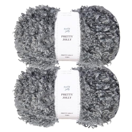 Pretty Jolly Teddyfell-Garn, superweiches, klobiges, flauschiges Kunstfell, Gesamtlänge 2 × 50 m (100 g × 2), Dunkelgrau von Pretty Jolly