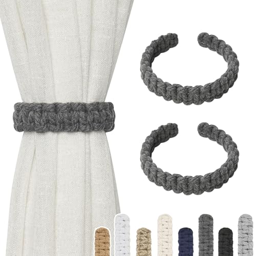 Pretty Jolly Vorhang Raffhalter aus natürlichem Baumwollseil, eleganter, dekorativer Vorhang-Raffhalter im Boho-Stil, weiche, handgewebte Seil-Vorhanghalter für Zuhause und Büro, B-Hellgrau, 2 Stück Pretty Jolly Vorhang Raffhalter aus natürlichem Baumwollseil, eleganter, dekorativer Vorhang-Raffhalter im Boho-Stil, weiche, handgewebte Seil-Vorhanghalter für Zuhause und Büro, B-Hellgrau, 2 Stück von Pretty Jolly