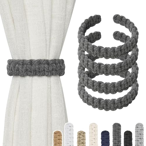 Pretty Jolly Vorhang Raffhalter aus natürlichem Baumwollseil, eleganter, dekorativer Vorhang-Raffhalter im Boho-Stil, weiche, handgewebte Seil-Vorhanghalter für Zuhause und Büro, B-Hellgrau, 4 Stück Pretty Jolly Vorhang Raffhalter aus natürlichem Baumwollseil, eleganter, dekorativer Vorhang-Raffhalter im Boho-Stil, weiche, handgewebte Seil-Vorhanghalter für Zuhause und Büro, B-Hellgrau, 4 Stück von Pretty Jolly