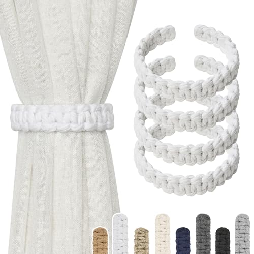 Pretty Jolly Vorhang Raffhalter aus natürlichem Baumwollseil, eleganter, dekorativer Vorhang-Raffhalter im Boho-Stil, weiche, handgewebte Seil-Vorhanghalter für Zuhause und Büro, B-Weiß, 4 Stück Pretty Jolly Vorhang Raffhalter aus natürlichem Baumwollseil, eleganter, dekorativer Vorhang-Raffhalter im Boho-Stil, weiche, handgewebte Seil-Vorhanghalter für Zuhause und Büro, B-Weiß, 4 Stück von Pretty Jolly