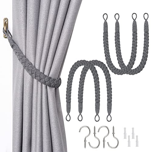 Pretty Jolly Vorhang Raffhalter aus natürlichem Baumwollseil, eleganter, dekorativer Vorhang-Raffhalter im Boho-Stil, weiche, handgewebte Seil-Vorhanghalter für Zuhause und Büro, Dunkelgrau, 4 Stück Pretty Jolly Vorhang Raffhalter aus natürlichem Baumwollseil, eleganter, dekorativer Vorhang-Raffhalter im Boho-Stil, weiche, handgewebte Seil-Vorhanghalter für Zuhause und Büro, Dunkelgrau, 4 Stück von Pretty Jolly
