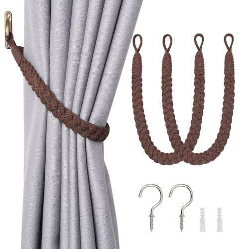 Pretty Jolly Vorhang Raffhalter aus natürlichem Baumwollseil, eleganter, dekorativer Vorhang-Raffhalter im Boho-Stil, weiche, handgewebte Seil-Vorhanghalter für Zuhause und Büro, Kaffee, 2 Stück Pretty Jolly Vorhang Raffhalter aus natürlichem Baumwollseil, eleganter, dekorativer Vorhang-Raffhalter im Boho-Stil, weiche, handgewebte Seil-Vorhanghalter für Zuhause und Büro, Kaffee, 2 Stück von Pretty Jolly