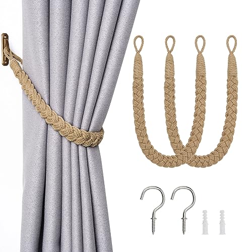 Pretty Jolly Vorhang Raffhalter aus natürlichem Baumwollseil, eleganter, dekorativer Vorhang-Raffhalter im Boho-Stil, weiche, handgewebte Seil-Vorhanghalter für Zuhause und Büro, Khaki, 2 Stück Pretty Jolly Vorhang Raffhalter aus natürlichem Baumwollseil, eleganter, dekorativer Vorhang-Raffhalter im Boho-Stil, weiche, handgewebte Seil-Vorhanghalter für Zuhause und Büro, Khaki, 2 Stück von Pretty Jolly