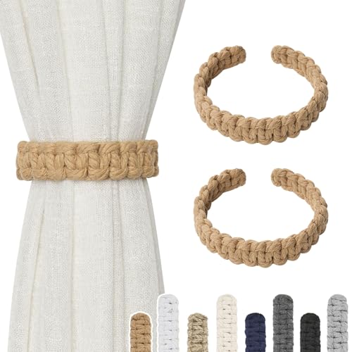 Pretty Jolly Vorhang-Raffhalter aus natürlicher Baumwolle, rustikaler Stil, rustikaler Stil, dekorative Drapier-Raffhalter, handgefertigt, geflochtene Vorhanghalter für Zuhause, Büro, Pretty Jolly Vorhang-Raffhalter aus natürlicher Baumwolle, rustikaler Stil, rustikaler Stil, dekorative Drapier-Raffhalter, handgefertigt, geflochtene Vorhanghalter für Zuhause, Büro, von Pretty Jolly