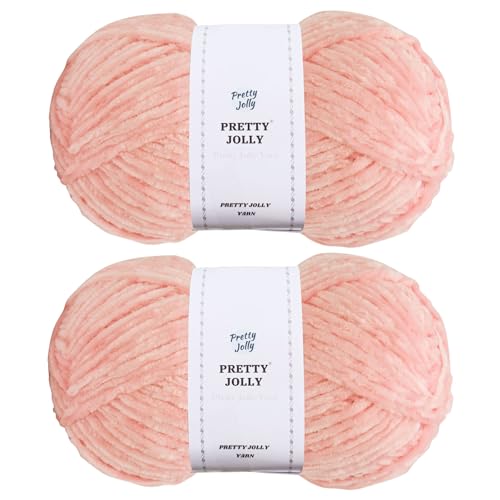 Pretty Jolly Weiches Chenille-Garn, Samtgarn, ausgefallenes Garn zum Häkeln, Weben, Basteln, Deckengarn zum Stricken, insgesamt 2 x 255 m, 2 x 150 g, Incarnadinrosa, 2 Knäuel Pretty Jolly Weiches Chenille-Garn, Samtgarn, ausgefallenes Garn zum Häkeln, Weben, Basteln, Deckengarn zum Stricken, insgesamt 2 x 255 m, 2 x 150 g, Incarnadinrosa, 2 Knäuel von Pretty Jolly