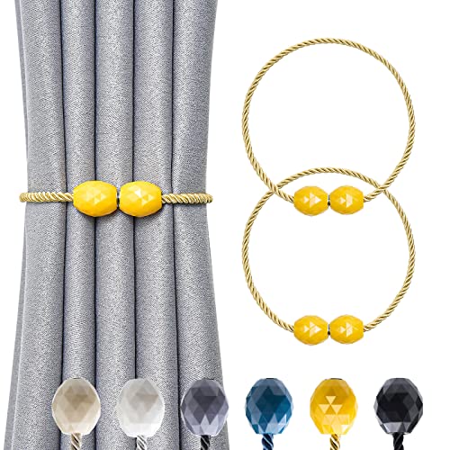 Pretty Jolly magnetische Vorhang Raffhalter, Handgeflochtener Seilvorhanghalter, Elegante dekorative Polyeder Vorhang Krawatte Rücken für Haus & Büro Fenster Drapery, Gelb, 2 Stück Pretty Jolly magnetische Vorhang Raffhalter, Handgeflochtener Seilvorhanghalter, Elegante dekorative Polyeder Vorhang Krawatte Rücken für Haus & Büro Fenster Drapery, Gelb, 2 Stück von Pretty Jolly