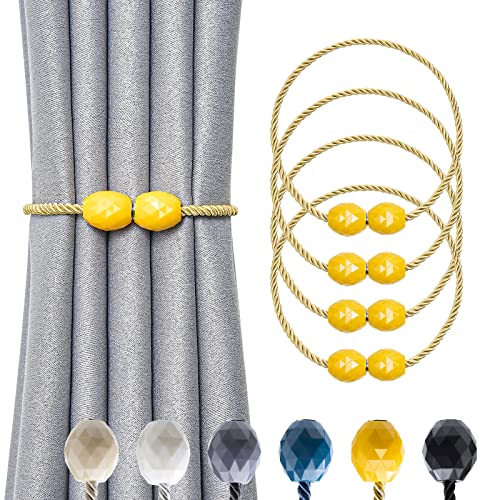 Pretty Jolly magnetische Vorhang Raffhalter, Handgeflochtener Seilvorhanghalter, Elegante dekorative Polyeder Vorhang Krawatte Rücken für Haus & Büro Fenster Drapery, Gelb, 4 Stück Pretty Jolly magnetische Vorhang Raffhalter, Handgeflochtener Seilvorhanghalter, Elegante dekorative Polyeder Vorhang Krawatte Rücken für Haus & Büro Fenster Drapery, Gelb, 4 Stück von Pretty Jolly