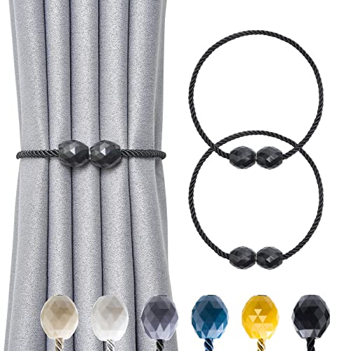 Pretty Jolly magnetische Vorhang Raffhalter, Handgeflochtener Seilvorhanghalter, Elegante dekorative Polyeder Vorhang Krawatte Rücken für Haus & Büro Fenster Drapery, Schwarz, 2 Stück Pretty Jolly magnetische Vorhang Raffhalter, Handgeflochtener Seilvorhanghalter, Elegante dekorative Polyeder Vorhang Krawatte Rücken für Haus & Büro Fenster Drapery, Schwarz, 2 Stück von Pretty Jolly
