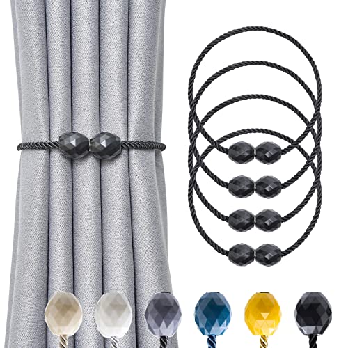 Pretty Jolly magnetische Vorhang Raffhalter, Handgeflochtener Seilvorhanghalter, Elegante dekorative Polyeder Vorhang Krawatte Rücken für Haus & Büro Fenster Drapery, Schwarz, 4 Stück Pretty Jolly magnetische Vorhang Raffhalter, Handgeflochtener Seilvorhanghalter, Elegante dekorative Polyeder Vorhang Krawatte Rücken für Haus & Büro Fenster Drapery, Schwarz, 4 Stück von Pretty Jolly