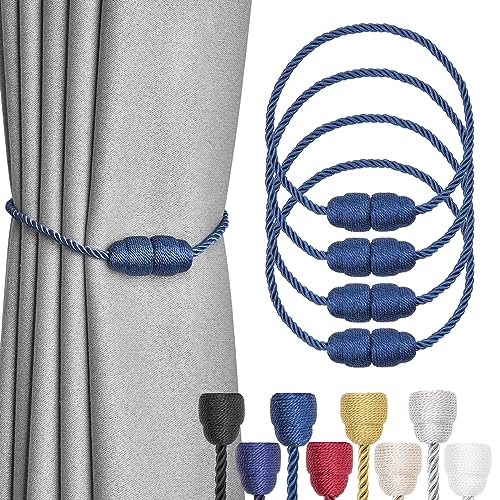 Pretty Jolly magnetische Vorhang Raffhalter handgefertigtes Gewebe Seil Vorhang-Raffhalter Elegante dekorative Vorhang drapieren Krawatte zurück für Haus & Büro Fenster Drapery, Marineblau, 4 Stück Pretty Jolly magnetische Vorhang Raffhalter handgefertigtes Gewebe Seil Vorhang-Raffhalter Elegante dekorative Vorhang drapieren Krawatte zurück für Haus & Büro Fenster Drapery, Marineblau, 4 Stück von Pretty Jolly