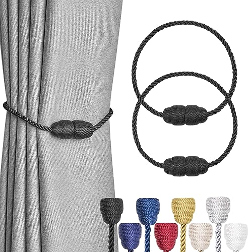 Pretty Jolly magnetische Vorhang Raffhalter handgefertigtes Gewebe Seil Vorhang-Raffhalter Elegante dekorative Vorhang drapieren Krawatte zurück für Haus & Büro Fenster Drapery, Schwarz, 2 Stück Pretty Jolly magnetische Vorhang Raffhalter handgefertigtes Gewebe Seil Vorhang-Raffhalter Elegante dekorative Vorhang drapieren Krawatte zurück für Haus & Büro Fenster Drapery, Schwarz, 2 Stück von Pretty Jolly