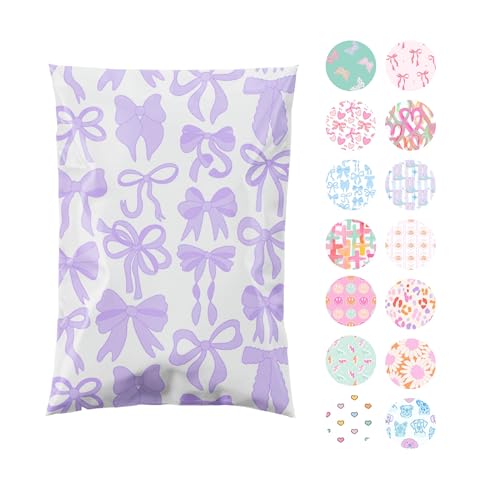 Pretty Package Store Designer-Versandtaschen aus Polymaterial, strapazierfähig, wasserdicht, selbstklebend, für kleine Unternehmen, große Versandtaschen, reißfeste Verpackung, violette Schleifen, 36 x Pretty Package Store Designer-Versandtaschen aus Polymaterial, strapazierfähig, wasserdicht, selbstklebend, für kleine Unternehmen, große Versandtaschen, reißfeste Verpackung, violette Schleifen, 36 x von Pretty Package Store