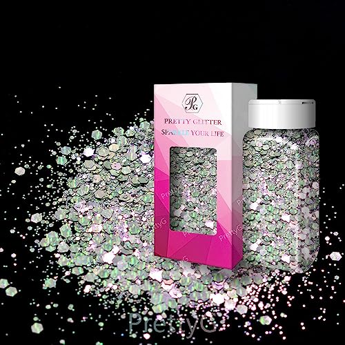 PrettyG 57 g Shaker/57 g Box Katzenauge Fischschuppen Chunky Mixes Pailletten Glitzer Puder für Harz Basteln Tumbler Slime Nail Art Dekoration MYC (09) von PrettyG