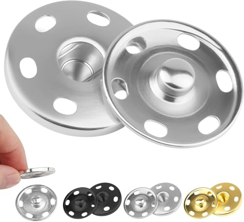 1 Zoll/25 mm große Druckknöpfe zum Aufnähen, 24er-Set Druckknöpfe zum Aufnähen für Stoff, Metalldruckknöpfe zum Aufnähen von Kleidung, 3 Farben von Pretwad