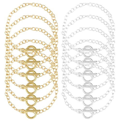 12 Stück Armband zur Schmuckherstellung,20,5 cm/8.07 Zoll langes Bettelarmband für Damen,Damenarmband,Kette zur Schmuckherstellung für Halsketten, Ohrringe, Armbänder von Pretwad