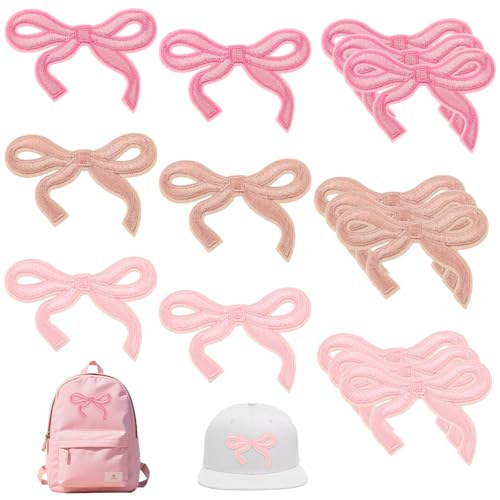 15 Stück rosa Schleife zum Aufbügeln – Kokette Stickapplikationen für Kleidung, Schuhe, Jeans, Hüte, Taschen und DIY-Projekte (3 rosafarbene Farbverläufe) von Pretwad