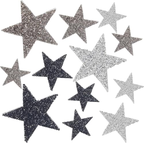 12 Stück Stern-Aufbügler, Selbstklebende Sterne Mit Strasssteinen, Heißklebe-Applikationen, Glitzer-Kristall-Patches, Bestickte Sterne Zum Aufbügeln/Aufnähen (4/6/8 cm) 12 Stück Stern-Aufbügler, Selbstklebende Sterne Mit Strasssteinen, Heißklebe-Applikationen, Glitzer-Kristall-Patches, Bestickte Sterne Zum Aufbügeln/Aufnähen (4/6/8 cm) von Pretwad