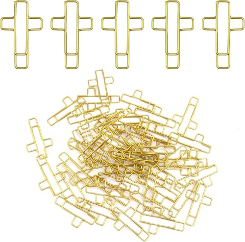 50 Stück Büroklammern mit goldenem Kreuz, Bibel-Büroklammern – vielseitiges Bibelstudienzubehör für das christliche Büro und Zuhause, auch ideal als Notizblock und Lesezeichen 50 Stück Büroklammern mit goldenem Kreuz, Bibel-Büroklammern – vielseitiges Bibelstudienzubehör für das christliche Büro und Zuhause, auch ideal als Notizblock und Lesezeichen von Pretwad