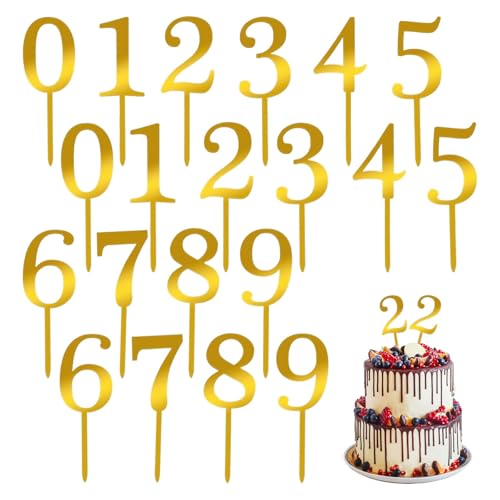 Pretwad Acrylzahlen für Kuchen, 20 Stück, 0-9 Zahlen, Happy Birthday, Kuchendekoration, Acryl, Kuchendekoration, goldfarben, Happy Birthday, Kuchenaufsätze, Hochzeit, Party, Cupcake-Topper für Pretwad Acrylzahlen für Kuchen, 20 Stück, 0-9 Zahlen, Happy Birthday, Kuchendekoration, Acryl, Kuchendekoration, goldfarben, Happy Birthday, Kuchenaufsätze, Hochzeit, Party, Cupcake-Topper für von Pretwad