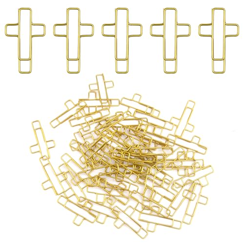Büroklammern mit goldenem Kreuz, 50 Stück, Doppelzweck-Büroklammern und Lesezeichen, Bibelstudium, Zubehör für christliches Büro und Zuhause Büroklammern mit goldenem Kreuz, 50 Stück, Doppelzweck-Büroklammern und Lesezeichen, Bibelstudium, Zubehör für christliches Büro und Zuhause von Pretwad