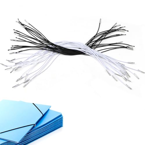 Elastische Kordeln mit Metallenden (15 weiß + 15 schwarz) – 30 cm weiches Stretchband, Maskenband, rundes Seil, Verlängerungsband, Bastelschnur, Schlaufe für Bastelarbeiten, Buchbindung, Partyhüte von Pretwad