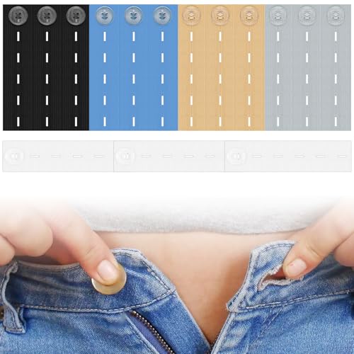 Elastische Taillenverlängerungen – verstellbarer Knopf-Erweiterer, Umstandshosenverlängerung, elastischer verstellbarer Bund, Knopfverlängerung für Damen, Herren, Schwangerschaft (5 Farben) von Pretwad