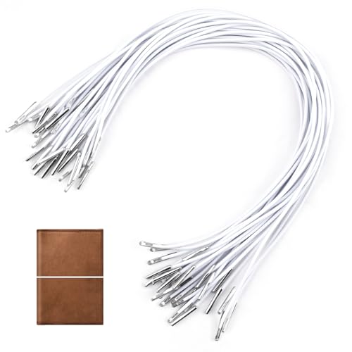 Hutgummi,30 Stück 30cm Elastische Widerhaken Cord,Widerhaken Cords Elastische Schleife Stretch String mit Metall Widerhaken,für Masken, DIY Partyhüte, Menüs, Buchbinden, Geschenktüten(Weiß) von Pretwad