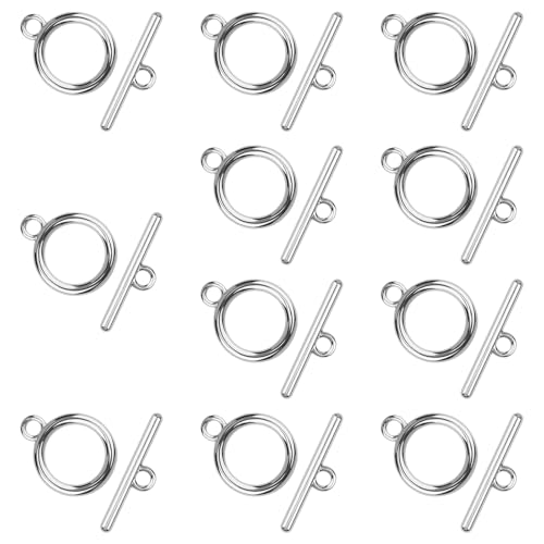 Knebelverschlüsse für Schmuckherstellung, 11 Sets, Edelstahl, runde IQ-Knebelverschlüsse und T-Verschluss, Metallstange und Sprengring, Armband-Knebelverschluss für Halsketten, Bastelarbeiten Knebelverschlüsse für Schmuckherstellung, 11 Sets, Edelstahl, runde IQ-Knebelverschlüsse und T-Verschluss, Metallstange und Sprengring, Armband-Knebelverschluss für Halsketten, Bastelarbeiten von Pretwad