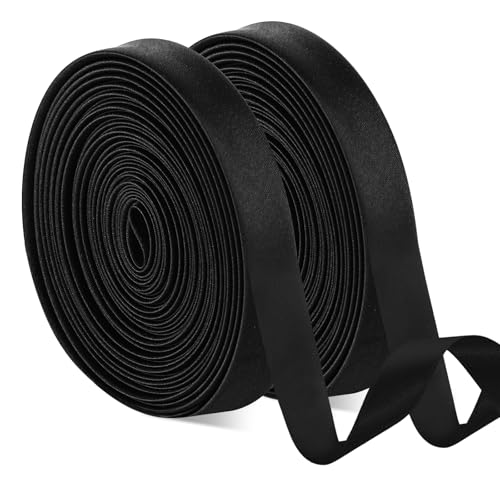 Raffhalter für Hochzeitskleid, 2 Stück, verstellbar, Satin, Schnürkorsettband für Brautkleider, Kleiderkorsettband, Ersatz-Schnürschnur für Reißverschlüsse und Knöpfe (schwarz, 9,1 m) von Pretwad