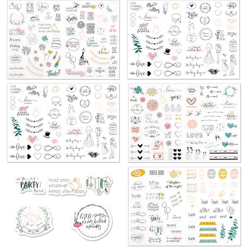 Sticker Hochzeit Gästebuch(120 Motive),4 Bögen,Vintage Aufkleber Hochzeit,erfektes Sticker Set für Fotoalbum Hochzeit,Love Stickers für Gästebuch Fotoalbum oder Scrapbook Wedding Deko von Pretwad